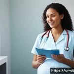 Home 17 임신 중 신장 기능 검사와 필요성 - **Prompt:** A serene pregnant woman, with a gentle and confident expression, is engaged in a support...