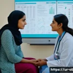 Home 21 자궁내막증 검사와 진단 과정 - A compassionate female doctor in a modern clinic consulting a South Asian woman in her 30s about end...