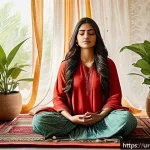 Home 19 유산 후 회복을 위한 생활 관리 - A serene and cozy indoor meditation space designed with soft natural light filtering through sheer c...